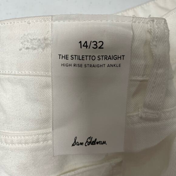 NEW Sam Edelman The Stiletto Straight High Rise White Ankle Jeans Size 14/32 - Picture 4 of 5